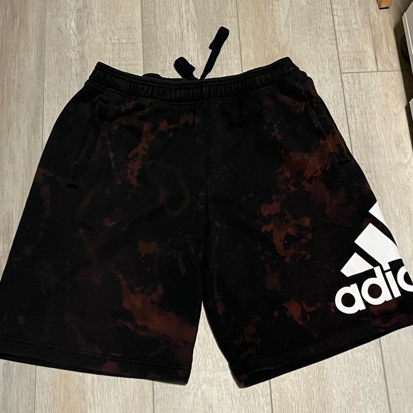 ✨SALE✨Adidas Shorts Mens LARGE Black TieDye Fleece Sweat Elastic Drawstring - Picture 4 of 12